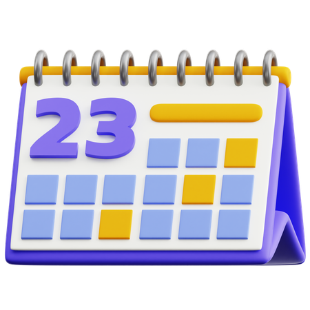 Calendar Date 23  3D Icon