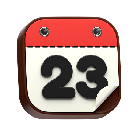 Calendar Date 23  3D Icon