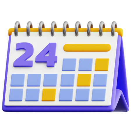 Calendar Date 24  3D Icon