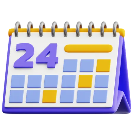 Calendar Date 24  3D Icon