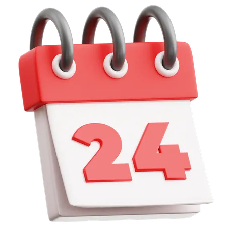 Calendar Date 24  3D Icon