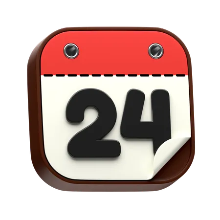 Calendar Date 24  3D Icon