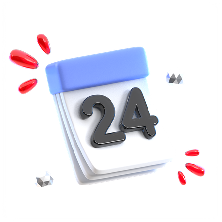 Calendar Date 24  3D Icon