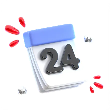 Calendar Date 24  3D Icon