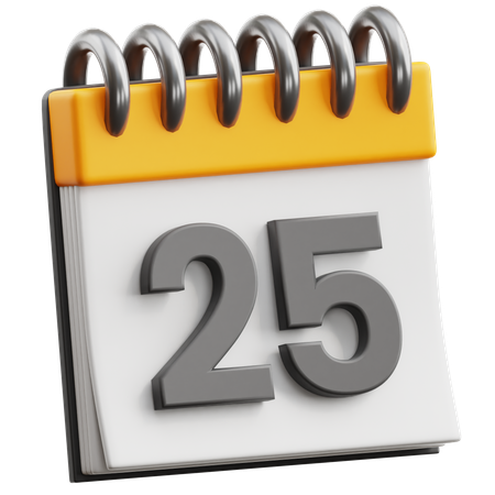 Calendar Date 25  3D Icon