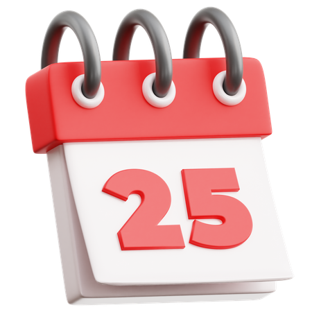 Calendar Date 25  3D Icon