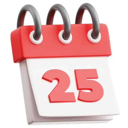 Calendar Date 25  3D Icon