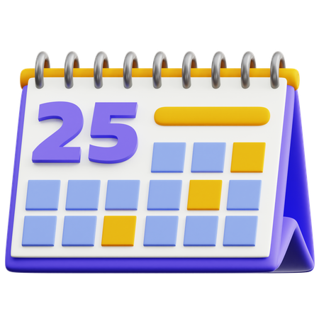 Calendar Date 25  3D Icon