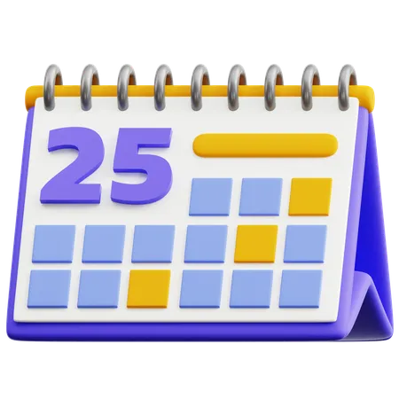 Calendar Date 25  3D Icon