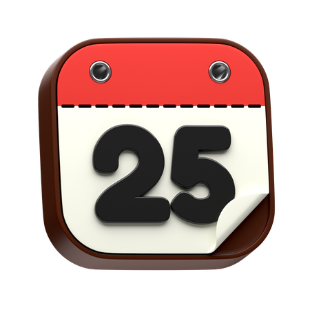 Calendar Date 25  3D Icon