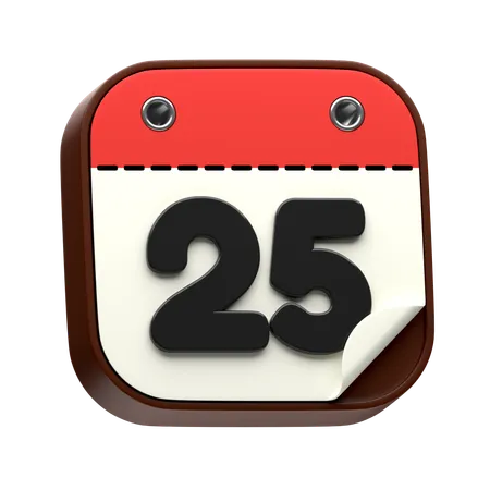 Calendar Date 25  3D Icon