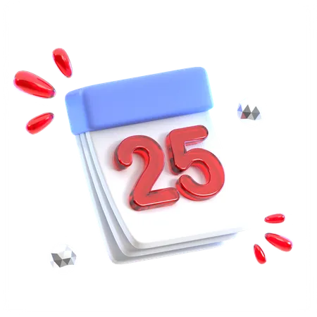 Calendar Date 25  3D Icon