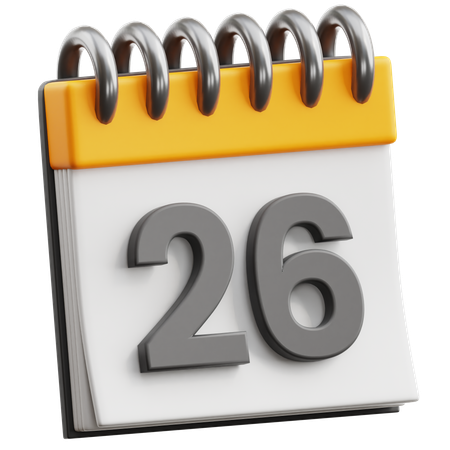 Calendar Date 26  3D Icon