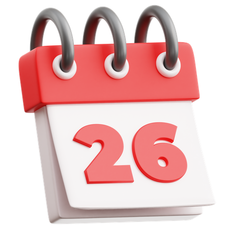 Calendar Date 26  3D Icon