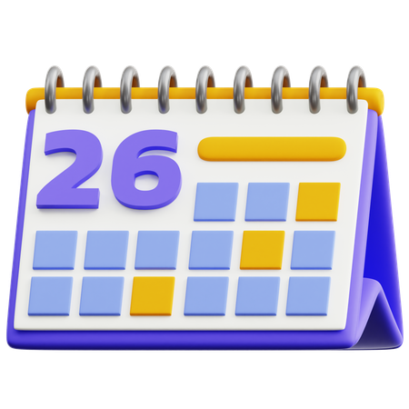 Calendar Date 26  3D Icon