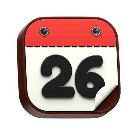 Calendar Date 26  3D Icon