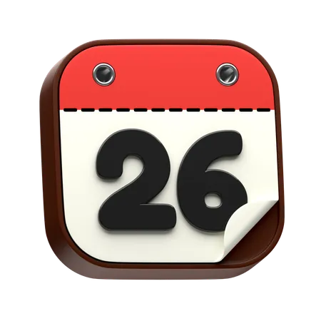 Calendar Date 26  3D Icon