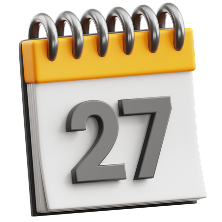 Calendar Date 27  3D Icon