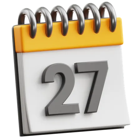 Calendar Date 27  3D Icon