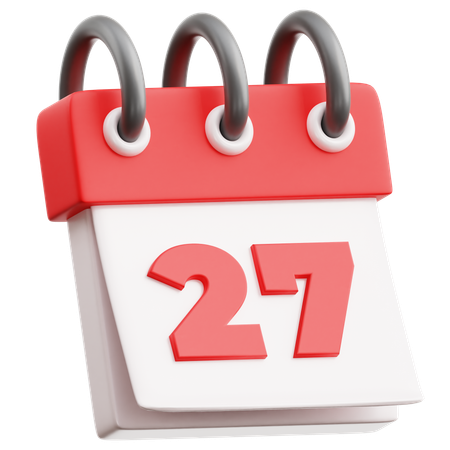 Calendar Date 27  3D Icon