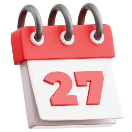 Calendar Date 27  3D Icon