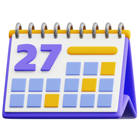 Calendar Date 27  3D Icon