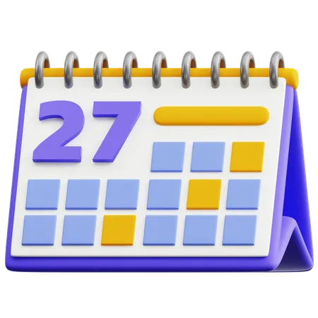 Calendar Date 27  3D Icon