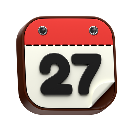 Calendar Date 27  3D Icon