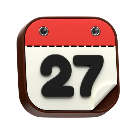 Calendar Date 27  3D Icon