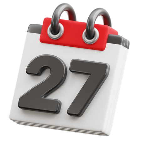 Calendar Date 27  3D Icon