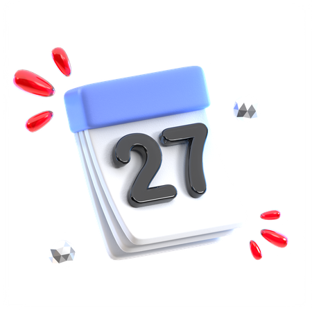 Calendar Date 27  3D Icon