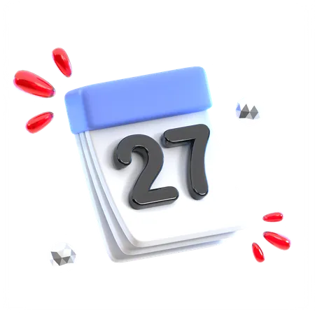 Calendar Date 27  3D Icon