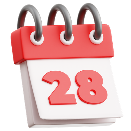 Calendar Date 28  3D Icon