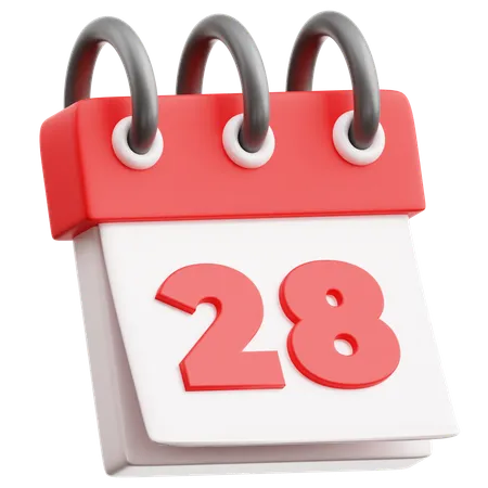 Calendar Date 28  3D Icon