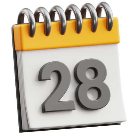 Calendar Date 28  3D Icon