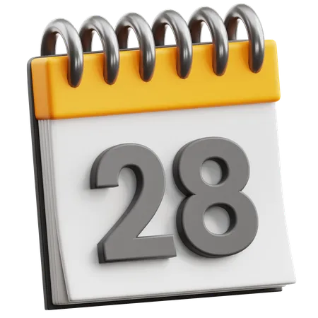 Calendar Date 28  3D Icon