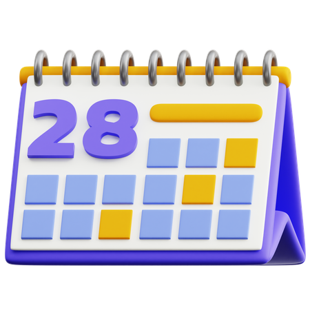 Calendar Date 28  3D Icon