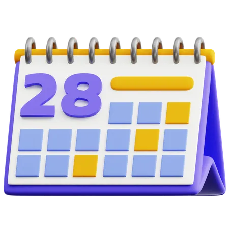 Calendar Date 28  3D Icon