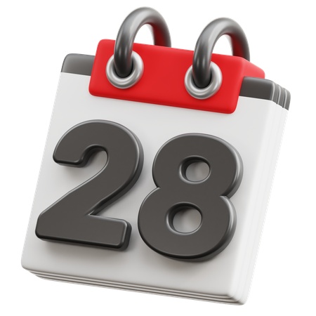 Calendar Date 28  3D Icon