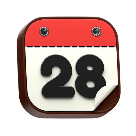 Calendar Date 28  3D Icon