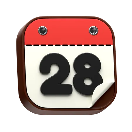 Calendar Date 28  3D Icon