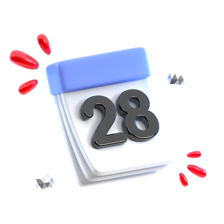 Calendar Date 28  3D Icon