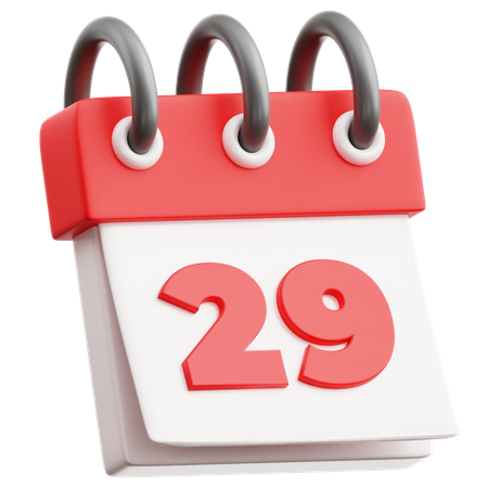 Calendar Date 29  3D Icon