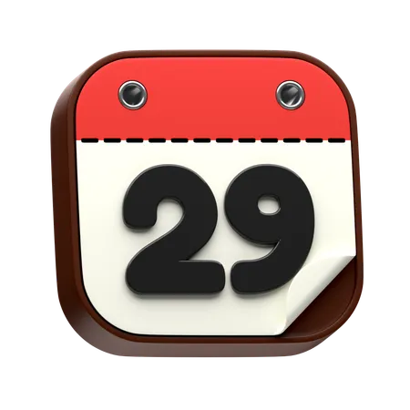 Calendar Date 29  3D Icon