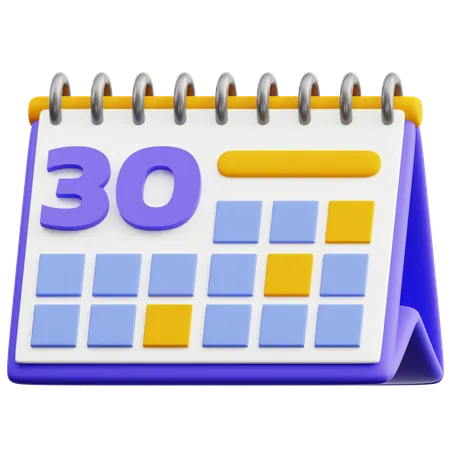 カレンダーの日付 30  3D Icon