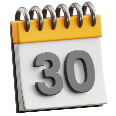 Calendar Date 30  3D Icon