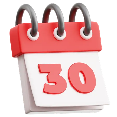 Calendar Date 30  3D Icon