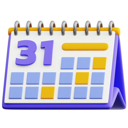 Calendar Date 31  3D Icon