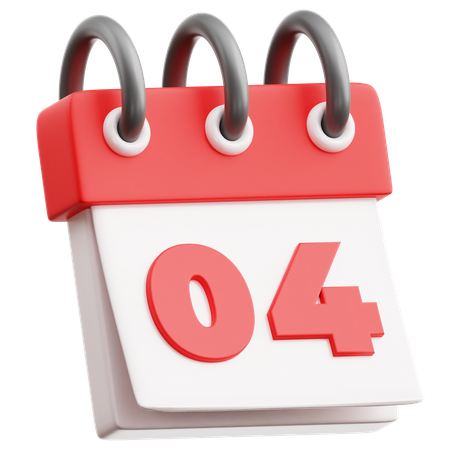 Calendar Date 4  3D Icon