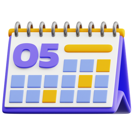 Calendar Date 5  3D Icon